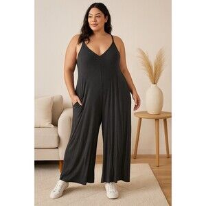 Torrid Super Soft Charcoal Culotte Jumpsuit Plus SZ 2X Comfy Wide Leg Lounge